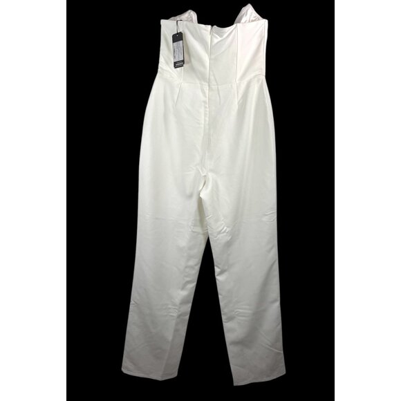Club L London Bellezza White Bandeau Corset wide leg Jumpsuit sz 10 - Picture 3 of 12
